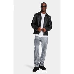 Daily Paper Avery Amba Jeans Mens Small White Blue Allover Print Denim NWT